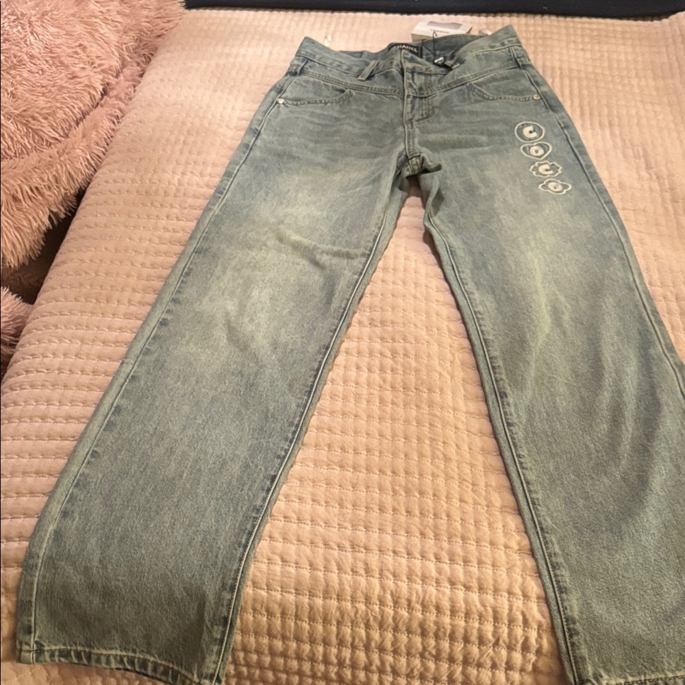 CHANEL Light blue Straight Women's Jeans